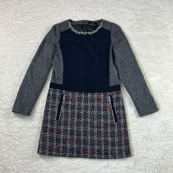Line long sleeved tweed skirt mod mini dress, Small - Picture 3 of 9